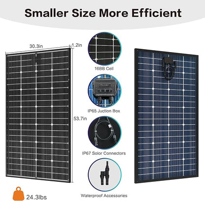 JJN Bifacial 400 Watt Solar Panel, 16BB N-Type 2 Pcs 200W 12V 25% High