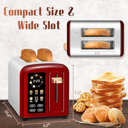 SEEDEEM Toaster 2 Slice with Touch Screen, Faster Heating Speed, 7 Shade Setting