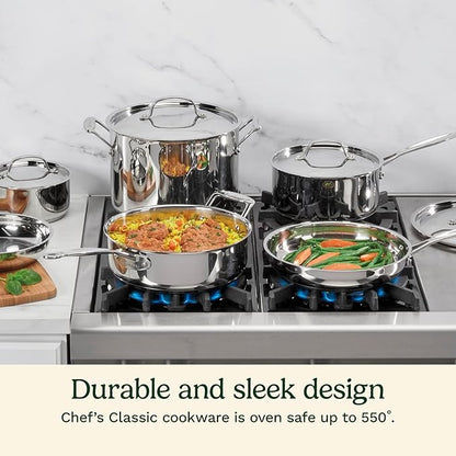 Cuisinart 7-Piece Stainless Steel Pots and Pans Set, Cookware Set Compatible