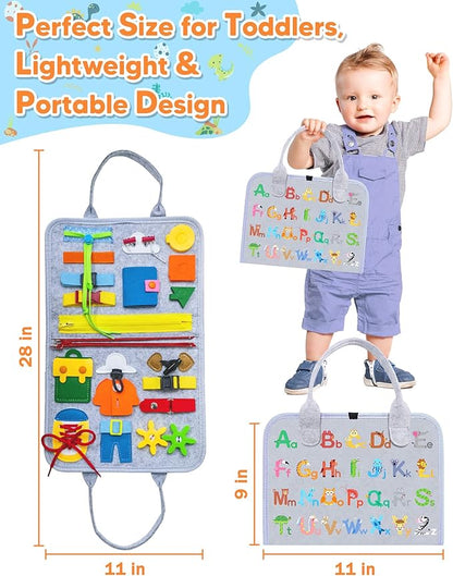 Gojmzo Busy Board Montessori Toys for Toddler Boy Girl Birthday Gifts, Busy Book Sensory Toys for Toddlers, Learning Educational Toddler Travel Activities