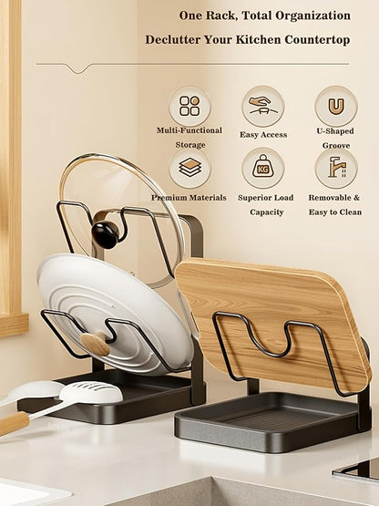 Pot Lid Holder Organizer, Carbon Steel Kitchen Pot Lid Rack