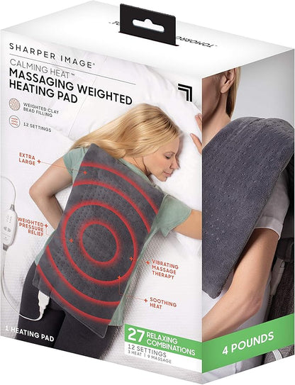 Calming Heat Massaging Vibrations Weighted Heating Pad by Sharper Image | Auto