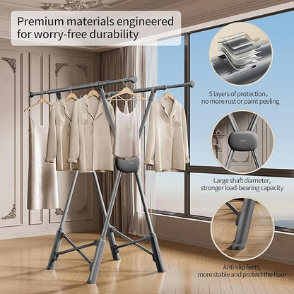 BIREN Clothes Drying Rack Heavy Duty Clothing Racks Foldable Laundry Rack Two