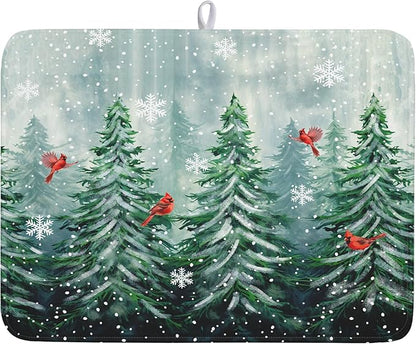 Winter Pines Tree Dish Drying Mats