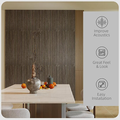 HOMCOM 4 Pack 3D Acoustic Panels, Wood Slat Wall Paneling