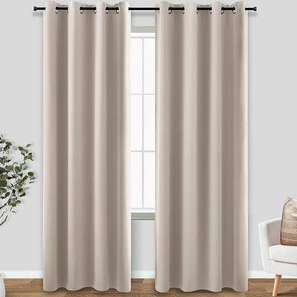 KOUFALL Neutral Taupe Blackout Curtains 96 Inches Long