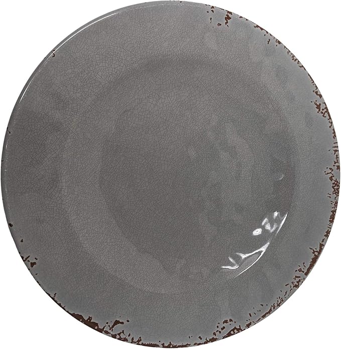 Gianna's Home 12 Piece Rustic Farmhouse Melamine Dinnerware Set, Service for 4 (Gray)