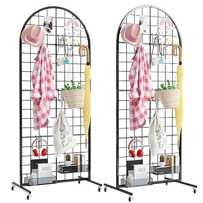 Asee'm Grid Wall Panels Display Stand 2' x 5.2' FT Black Movable Wire Grid Wall