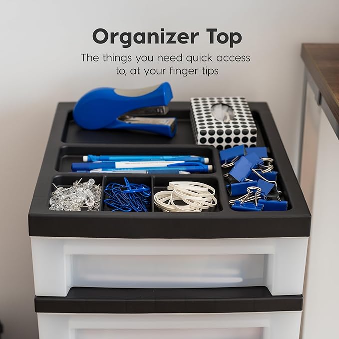 IRIS USA Plastic Drawer Storage Organizer Rolling Cart,