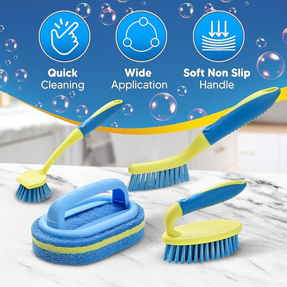 Scrub Brush Set for Bathroom Kitchen Bathtub Toilet Deep Cleaning Brush Tools