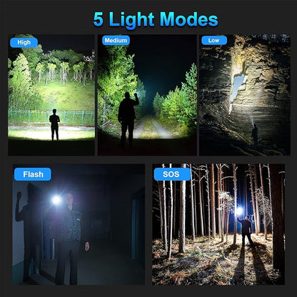 Rechargeable Flashlights 90000 High Lumens - 2 Pack, Super Bright 12 Hours Long Life LED Flashlight with 5 Modes, High Powered Flash Light for Home, Outdoor
