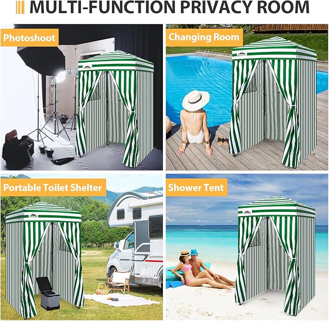 EAGLE PEAK Flex Ultra Compact 4x4 Pop-up Canopy, Sun Shelter, Changing Room, Portable Privacy Canopy Cabana for Pool, Fashion Photoshoots, or Camping, Green/White