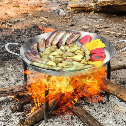 Maxdot 2 Pcs Stainless Steel Comal Frying Bowl Cookware 16 Inch Mexican Style Wok Inoxidable Concave Outdoors Stir Fry Discada Pan for Outside Cooking