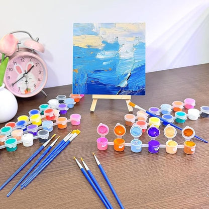 EzaroNexis Mini Acrylic Paint Set for Kids, 25 Pack 12 Colors Washable Kids Paint kit, Perfect for Home Birthday Classroom Party Favors,Painting Canvas,Paper,Wood,Rock & Fabric (350)