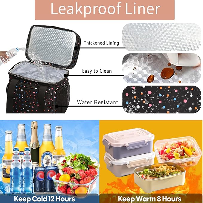 Expandable Insulated Lunch Box, Double Deck Lightweight Large Lunch Bag Tote