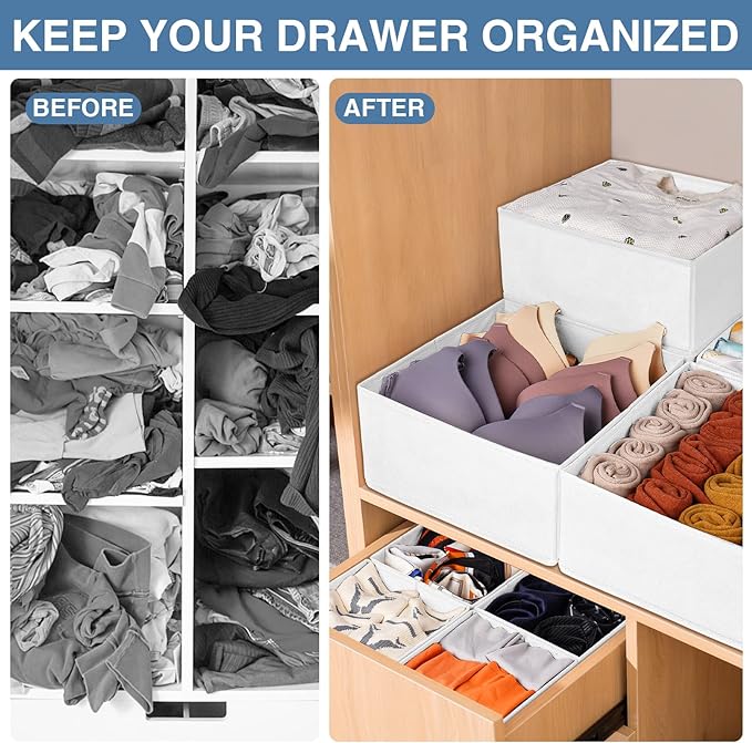 Criusia Drawer Organizer Clothes, 24 Pack Dresser Organizer Bins