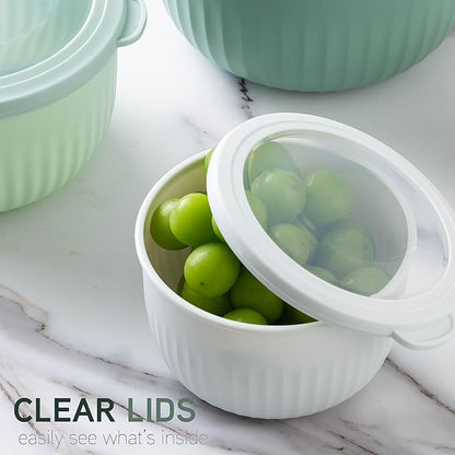 COOK WITH COLOR Prep Bowls with Lids- Wide and Deep Nesting Plastic Small