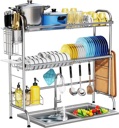 HOWDIA Stainless Steel 2-Tier Over The Sink Dish Drying Rack
