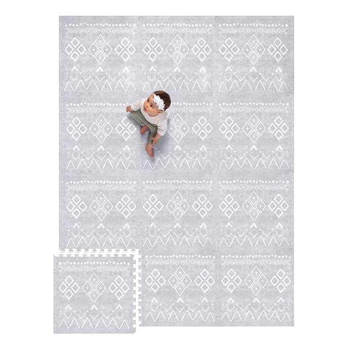 Lillefolk Baby Play Mat for Floor – 6x8ft Gray | Soft Non Toxic Premium EVA Foam Tiles for Tummy Time, Crawling & Playroom – Waterproof Interlocking Floor Mat for Babies & Toddlers (12 Tiles)