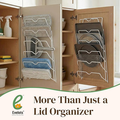 Evelots 6 Pot Lid Organizer for Cabinet or Pantry Wall