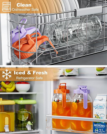 2 Pack Mason Jar Pitcher – Airtight & Leakproof Glass Pitcher