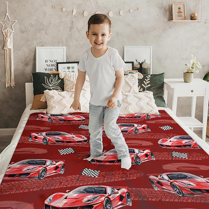 Boys Blanket Gift Racing Car Throw Blankets for Kids Birthday, 30x40 Inches Lightweight Soft Car Decor Throw for Sofa Chair Couch Bed