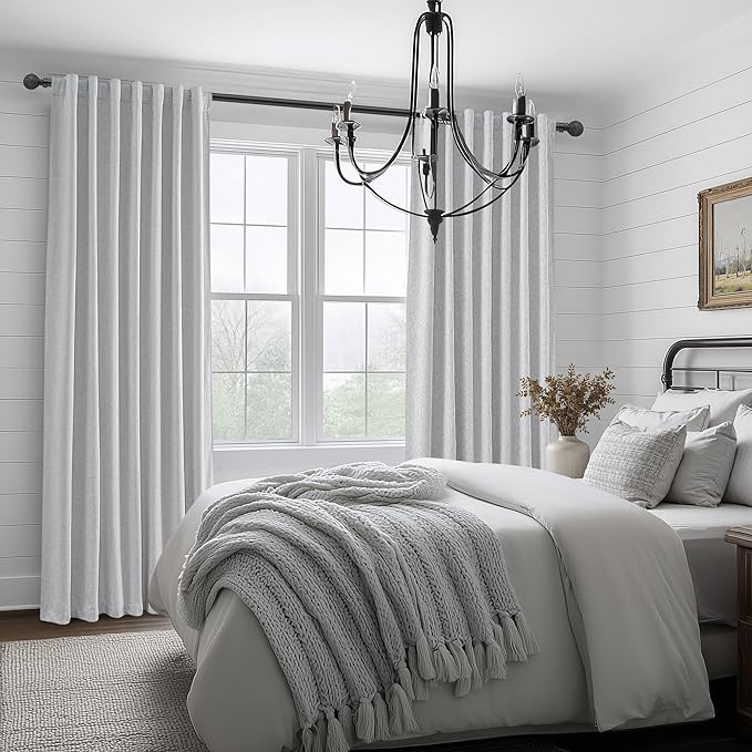 Light Grey Blackout Curtains 102 Inch Length 2 Panels Set