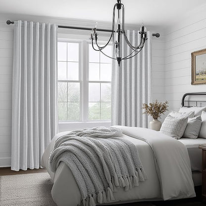 Light Grey Blackout Curtains 102 Inch Length 2 Panels Set