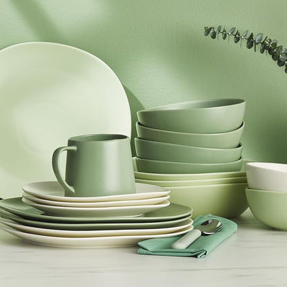 Stone lain Delilah Dinner Plate 6-Piece Dish Set, Porcelain, Lime Green