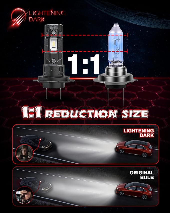 H7 Bulbs, No Adapter Required 400% Brightness 6500K Xenon White Fanless Non-Polarity Plug and Play Fog Bulb (Pack of 2)