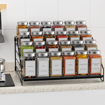 BOIVSHI 4 Tier Spice Rack for Cabinet, Spice Rack Organizer, Depth Adjustable