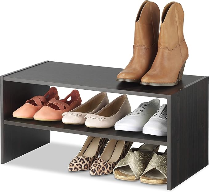 Whitmor Wood Stackable 2-Shelf Shoe Rack, 24 INCH