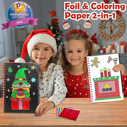 FUNNYB&G Foil Art Craft Activity for Kids - Christmas Crafts Gift Party Favors for Kids Stocking Stuffer Baskets Fillers Gifts Toy for Girls Boys 4 5 6 7 8 9 Years Old(Christmas)