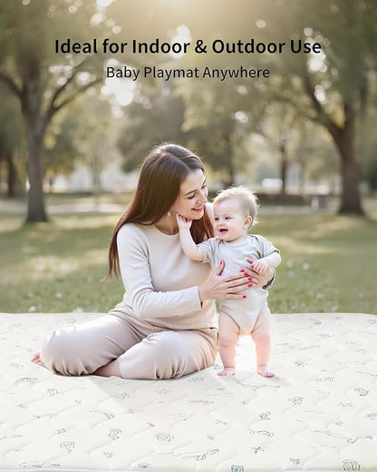 Play Mat for Baby, Soft Foam Floor Pads, 47"x47" Tummy Time Play mat for Infant and Toddler, Portable Foldable Puzzle Mat for Nursery, Outdoor Yard or Playpen (Ocean Ivory)