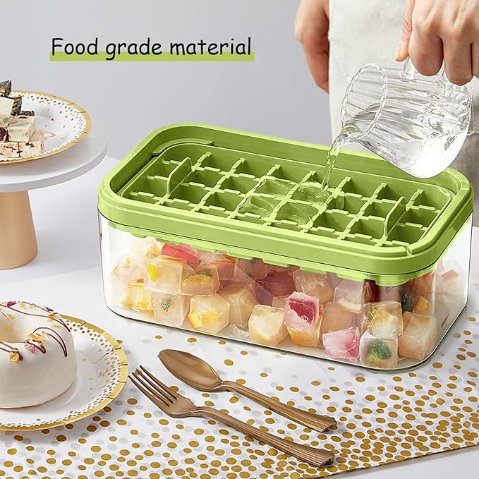 Ice Cube Tray with Lid and Bin, 2 Pack