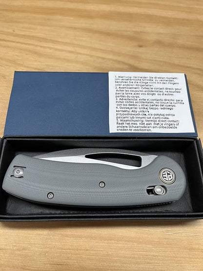Petrified fish PFP13 Viper Folding Knife,3.5" K110 Steel Stonewashed Blade G10 Handle Pocket Knife for Camping EDC Outdoor (Gray Stonewashed)