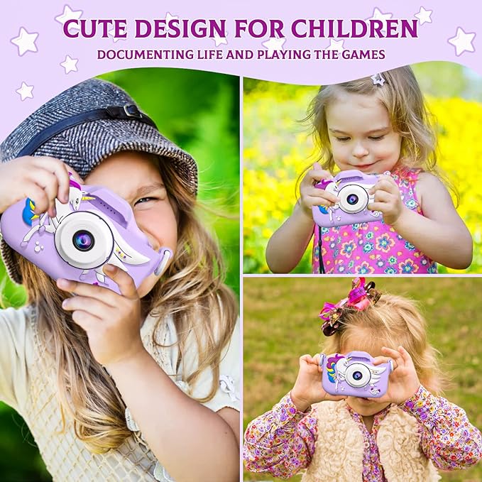 Kids Camera Toys for 3 4 5 6 7 8 9 10 11 12 Years Old Boys/Girls, Kids Digital Camera for Toddler with Video, Birthday Festival for Kids, Selfie Camera for Child, 32GB TF Card