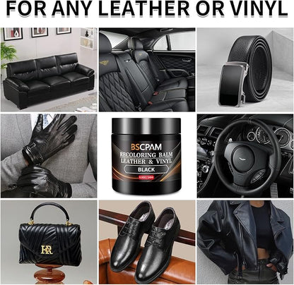 Black Leather Recoloring Balm with 100ml Mink Oil,Leather Couch Scratch Remover,Leather Repair kit for Vinyl Furniture and Car Interior,Leather Dye Paint,Mink Oil for Leather