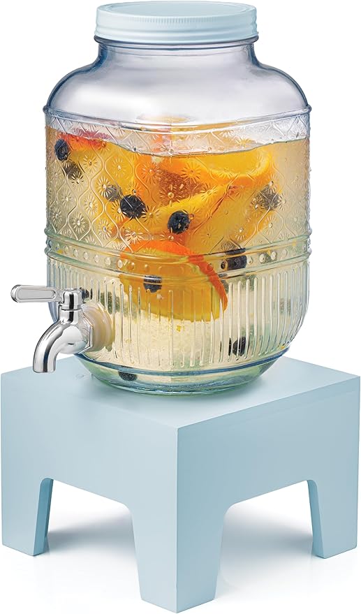 Beverage Dispenser 1 Gallon, Glass Drink Dispenser