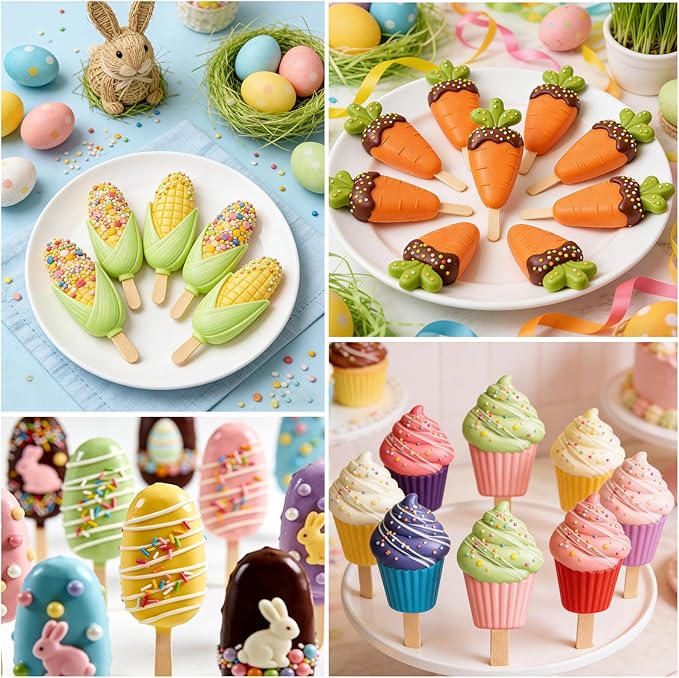 Juome Cake Pop Mold Kit, 2 Pack 6 Cavities Cakesicle Molds Silicone