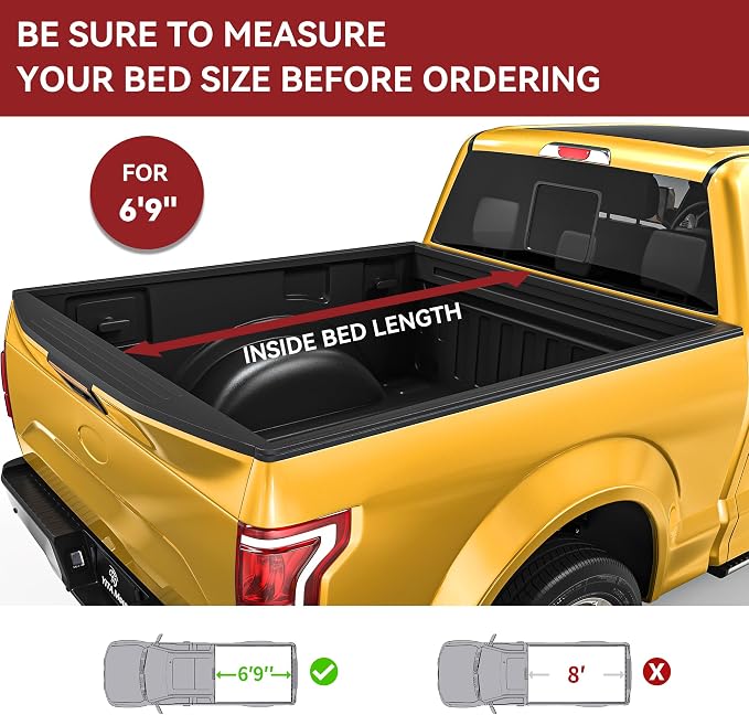 YITAMOTOR Soft Roll Up Truck Bed Tonneau Cover Compatible with 1999-2016 Ford F-250 F-350 F250 F350 Super Duty, Styleside 6.75 ft Bed