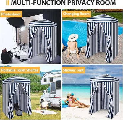 EAGLE PEAK Flex Ultra Compact 4x4 Pop-up Canopy, Sun Shelter, Changing Room, Portable Privacy Canopy Cabana for Pool, Fashion Photoshoots, or Camping, White/Blue