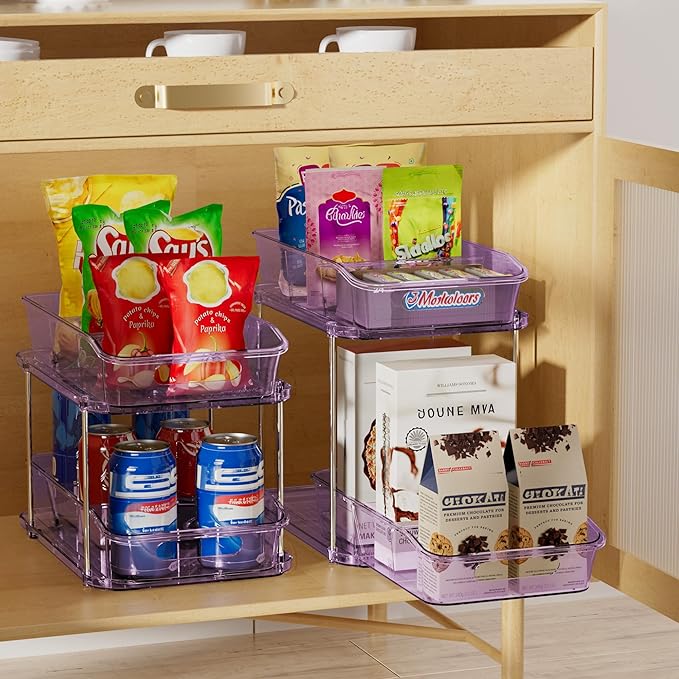Delamu 2-Tier Under Sink Organizers and Storage, Pull Out Kitchen Pantry