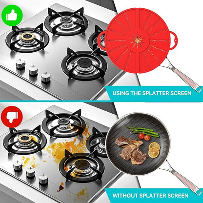 Silicone Splatter Screen for Frying Pan, Foldable Splash Guard, Heat-Resistant