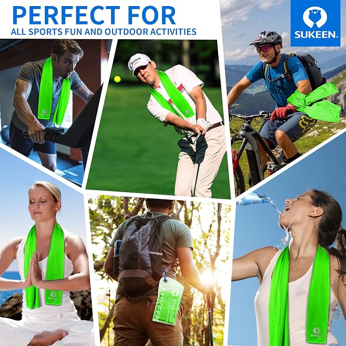 Sukeen [4 Pack Cooling Towel (40"x12"),Ice Towel,Soft Breathable Chilly Towel,Microfiber Towel for Yoga,Sport,Running,Gym,Workout,Camping,Fitness,Workout & More Activities