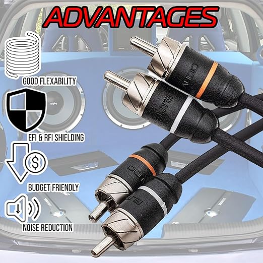 Elite Audio Premium Series 15ft. 6-Channel Car Audio RCA Cable – Double Shielded