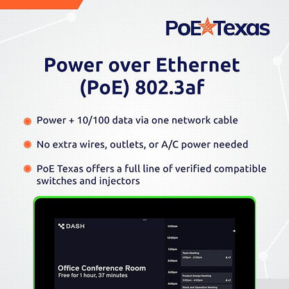 PoE Texas 10" Touchscreen Meeting Room Scheduler Tablet