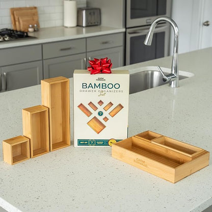 Grow Forward Bamboo Drawer Organizer Boxes