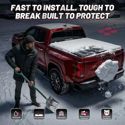 BDFHYK Hard Tri-Fold Tonneau Cover for Ram 1500 2009-2026 5.7 ft Bed, Waterproof, Anti-Theft Lock, Easy Install, Incompatible with RamBox, Ideal for Camping & Work Trucks