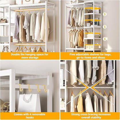 Homykic Bamboo Clothes Rack Garment Rack